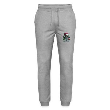 Santa Claus Skull with Christmas Ornament - Stanley/Stella Mover Unisex Organic Jogging Trousers - heather grey - Front - Marisol (170cm) & Nik (191cm)
