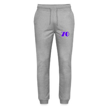 70. 70 YEARS. 70TH ANNIVERSARY. BIRTHDAY 70 YEARS. - Stanley/Stella Mover Unisex Organic Jogging Trousers - heather grey - Front - Marisol (170cm) & Nik (191cm)