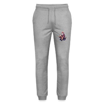 Hyena Santa Claus - Stanley/Stella Mover Unisex Organic Jogging Trousers - heather grey - Front - Marisol (170cm) & Nik (191cm)