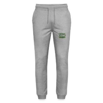 Le jardinage est ma thérapie – Nature & Relaxation - Pantalon de jogging bio MOVER Stanley/Stella unisexe - gris chiné - Devant - Marisol (170cm) & Nik (191cm)