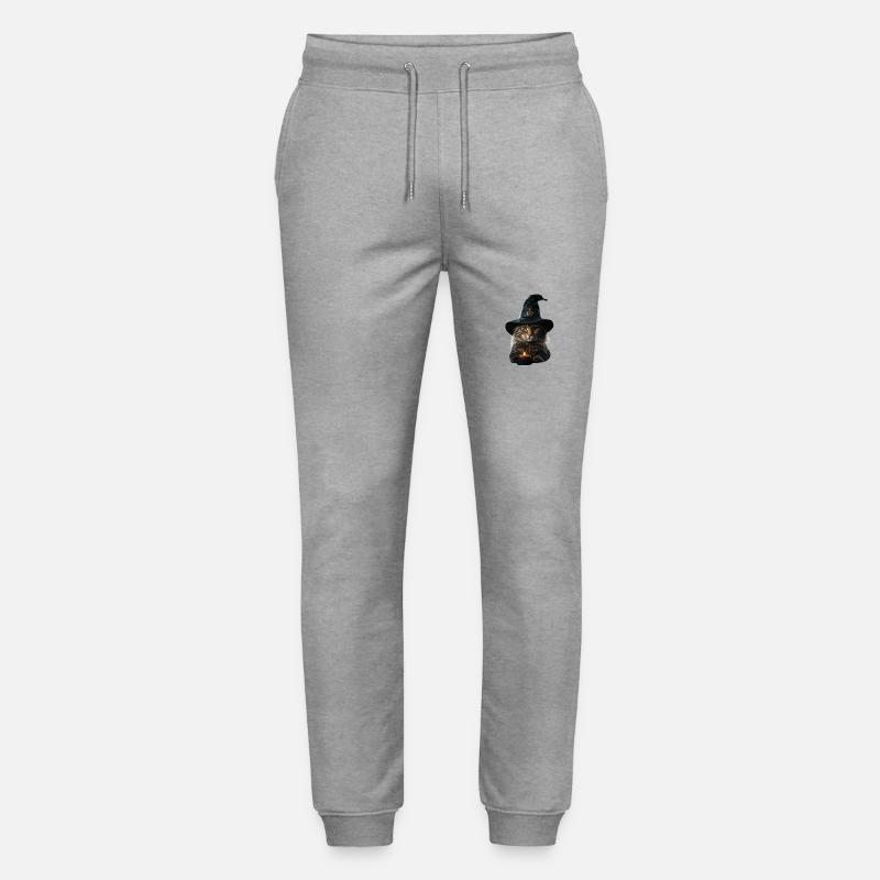Witch Cat Halloween - Stanley/Stella Mover Unisex Organic Jogging Trousers - heather grey