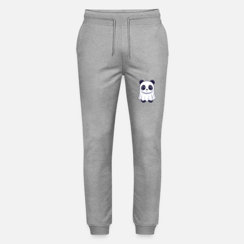 Panda Halloween Comic Ghost - Stanley/Stella Mover Unisex Organic Jogging Trousers - heather grey