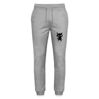 Not Today Katze Geschenkidee - Stanley/Stella Unisex Bio Jogginghose Mover  - Grau meliert - Vorne - Marisol (170cm) & Nik (191cm)