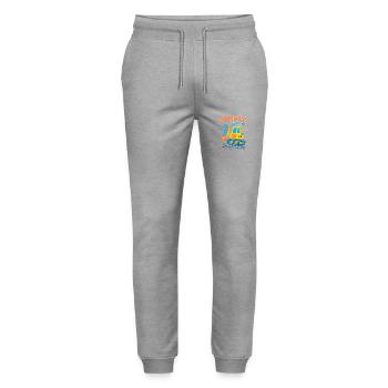 Ich bin 1 jahre Geburtstag des Baggers, Geschenk 1 - Stanley/Stella Unisex Bio Jogginghose Mover  - Grau meliert - Vorne - Marisol (170cm) & Nik (191cm)