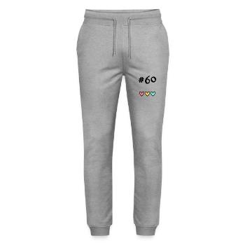 60. 60 JAHRE. 60-JÄHRIGES JUBILÄUM. 60. GEBURTSTAG. - Stanley/Stella Unisex Bio Jogginghose Mover  - Grau meliert - Vorne - Marisol (170cm) & Nik (191cm)
