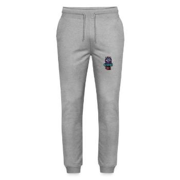 Mykonos 2024 Urlaub Wolf - Stanley/Stella Unisex Bio Jogginghose Mover  - Grau meliert - Vorne - Marisol (170cm) & Nik (191cm)