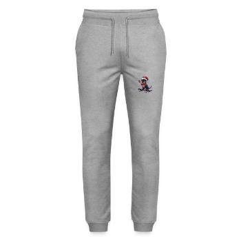 Pinscher chien Noël planche à roulettes - Pantalon de jogging bio MOVER Stanley/Stella unisexe - gris chiné - Devant - Marisol (170cm) & Nik (191cm)
