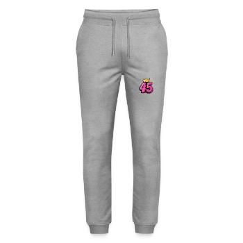 45 Number Crown - Stanley/Stella Mover Unisex Organic Jogging Trousers - heather grey - Front - Marisol (170cm) & Nik (191cm)