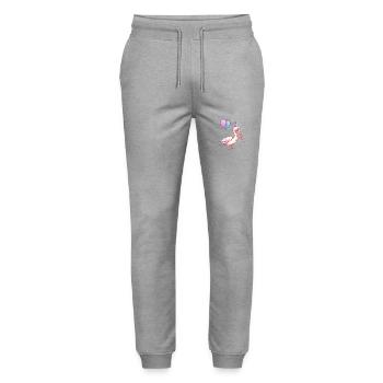 Pelican Bird Birthday Baby - Stanley/Stella Mover Unisex Organic Jogging Trousers - heather grey - Front - Marisol (170cm) & Nik (191cm)