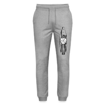 Planche de Surf Gwenn Ha Du Triskèle Tribal - Pantalon de jogging bio MOVER Stanley/Stella unisexe - gris chiné - Devant - Marisol (170cm) & Nik (191cm)