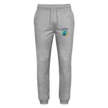 Planet Power: Clean Energy Globe - Stanley/Stella Mover Unisex Organic Jogging Trousers - heather grey - Front - Marisol (170cm) & Nik (191cm)