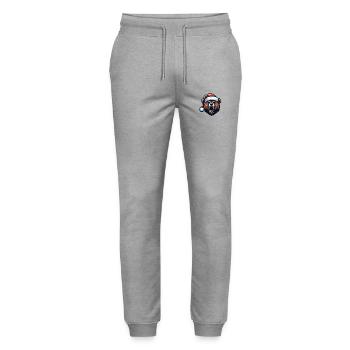 Christmas Grizzly Bear - Stanley/Stella Mover Unisex Organic Jogging Trousers - heather grey - Front - Marisol (170cm) & Nik (191cm)