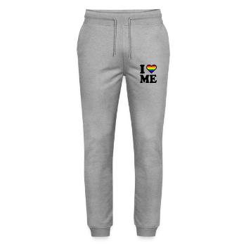 I love me - Stanley/Stella Mover Unisex Organic Jogging Trousers - heather grey - Front - Marisol (170cm) & Nik (191cm)