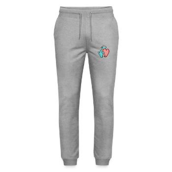 hugadino Parasaurolophus heart, cute dinosaur - Stanley/Stella Mover Unisex Organic Jogging Trousers - heather grey - Front - Marisol (170cm) & Nik (191cm)