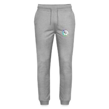 Scie circulaire à la main symbole Silhouette - Pantalon de jogging bio MOVER Stanley/Stella unisexe - gris chiné - Devant - Marisol (170cm) & Nik (191cm)