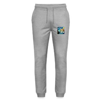 Starry Night Cat - Stanley/Stella Mover Unisex Organic Jogging Trousers - heather grey - Front - Marisol (170cm) & Nik (191cm)