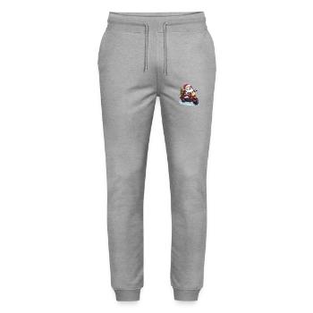 Santa Claus Motorcycle Sunglasses Christmas - Stanley/Stella Mover Unisex Organic Jogging Trousers - heather grey - Front - Marisol (170cm) & Nik (191cm)