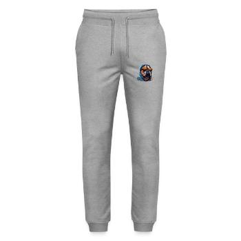 Urban Bulldog: Streetwise Bulldog Vibes - Stanley/Stella Mover Unisex Organic Jogging Trousers - heather grey - Front - Marisol (170cm) & Nik (191cm)