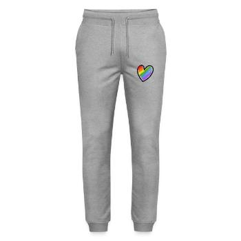 Regenbogenfahne LGBTQ Herz - Stanley/Stella Unisex Bio Jogginghose Mover  - Grau meliert - Vorne - Marisol (170cm) & Nik (191cm)
