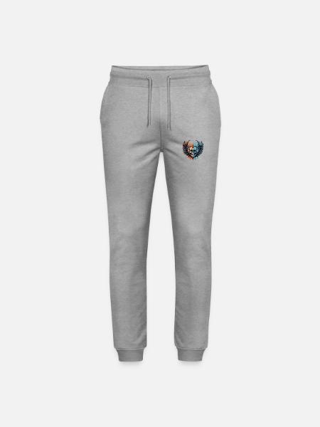 Heart Skull - Stanley/Stella Mover Unisex Organic Jogging Trousers - heather grey