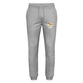Vintage Gay Lesbian Pride Monat - Groovy LGBT - Stanley/Stella Unisex Bio Jogginghose Mover  - Grau meliert - Vorne - Marisol (170cm) & Nik (191cm)