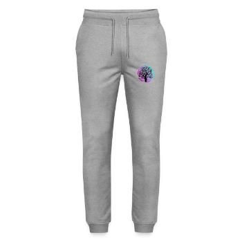 Flower of life & tree - Stanley/Stella Mover Unisex Organic Jogging Trousers - heather grey - Front - Marisol (170cm) & Nik (191cm)