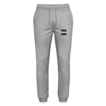 FCK AFD - Stanley/Stella Unisex Bio Jogginghose Mover  - Grau meliert - Vorne - Marisol (170cm) & Nik (191cm)