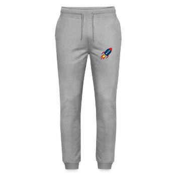 Rocket startup * spaceship * astronaut * stars - Stanley/Stella Mover Unisex Organic Jogging Trousers - heather grey - Front - Marisol (170cm) & Nik (191cm)