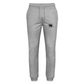Rainbow puzzle piece - Stanley/Stella Mover Unisex Organic Jogging Trousers - heather grey - Front - Marisol (170cm) & Nik (191cm)