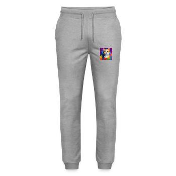 Oil Painting Style Cat Portrait Design for Cat - Stanley/Stella Mover Unisex Organic Jogging Trousers - heather grey - Front - Marisol (170cm) & Nik (191cm)