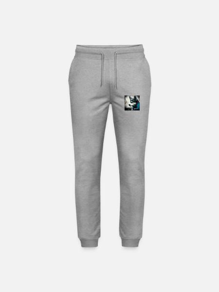 Husky with blue eyes - Stanley/Stella Mover Unisex Organic Jogging Trousers - heather grey