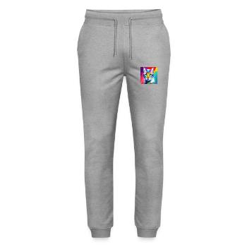 Edle Katze Ölgemälde Design Ölfarben Malfarben Sty - Stanley/Stella Unisex Bio Jogginghose Mover  - Grau meliert - Vorne - Marisol (170cm) & Nik (191cm)