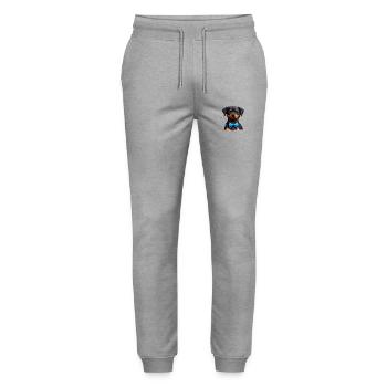 Rottweiler Chien Chiot Chiens Rottweiler Chiot - Pantalon de jogging bio MOVER Stanley/Stella unisexe - gris chiné - Devant - Marisol (170cm) & Nik (191cm)