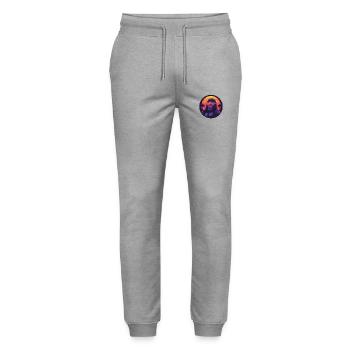 Synthwave gorilla Sunset - Stanley/Stella Unisex Bio Jogginghose Mover  - Grau meliert - Vorne - Marisol (170cm) & Nik (191cm)
