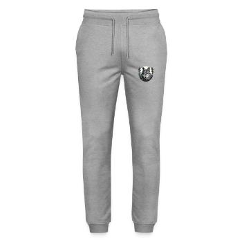 Wolf Emblem - Stanley/Stella Mover Unisex Organic Jogging Trousers - heather grey - Front - Marisol (170cm) & Nik (191cm)