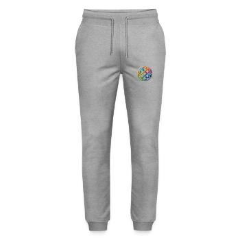 A Celtic knot in rainbow colors - Stanley/Stella Mover Unisex Organic Jogging Trousers - heather grey - Front - Marisol (170cm) & Nik (191cm)