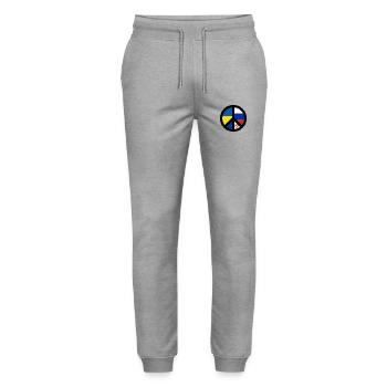 Peace for Ukraine and Russia - Stanley/Stella Mover Unisex Organic Jogging Trousers - heather grey - Front - Marisol (170cm) & Nik (191cm)