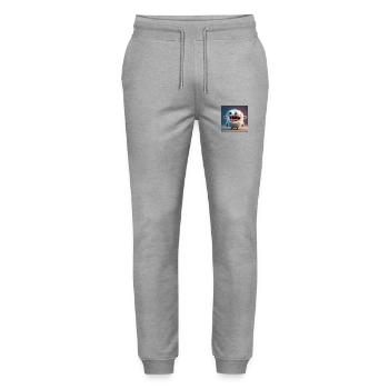 Happy Halloween cute monster tongue out scary fun - Stanley/Stella Mover Unisex Organic Jogging Trousers - heather grey - Front - Marisol (170cm) & Nik (191cm)