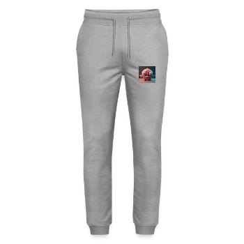Happy Halloween cute sea monster tongue out scary - Stanley/Stella Mover Unisex Organic Jogging Trousers - heather grey - Front - Marisol (170cm) & Nik (191cm)