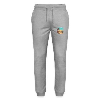 Beach Strand Sonne Sonnenuntergang Palmen Urlaub - Stanley/Stella Unisex Bio Jogginghose Mover  - Grau meliert - Vorne - Marisol (170cm) & Nik (191cm)