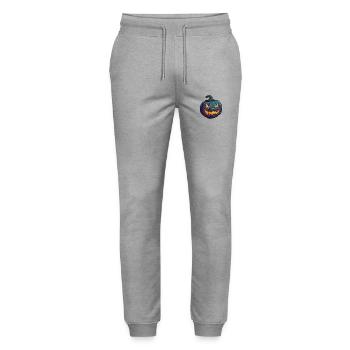 Wild Grimace Halloween Pumpkin Glowing Eyes - Stanley/Stella Mover Unisex Organic Jogging Trousers - heather grey - Front - Marisol (170cm) & Nik (191cm)