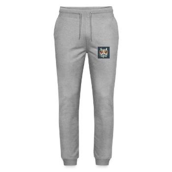 lustige Katze bunte Brille - Stanley/Stella Unisex Bio Jogginghose Mover  - Grau meliert - Vorne - Marisol (170cm) & Nik (191cm)