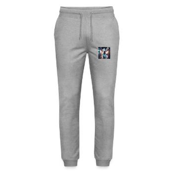 Frau zu Fuß durch Cartagena - Stanley/Stella Unisex Bio Jogginghose Mover  - Grau meliert - Vorne - Marisol (170cm) & Nik (191cm)