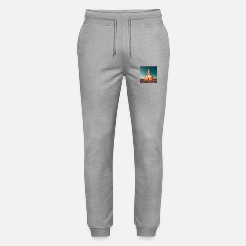 astronaut with rocket - Stanley/Stella Mover Unisex Organic Jogging Trousers - heather grey