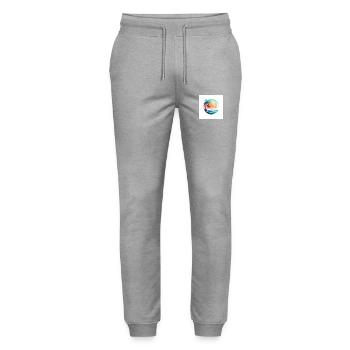 Beach sunset with palm trees - Stanley/Stella Mover Unisex Organic Jogging Trousers - heather grey - Front - Marisol (170cm) & Nik (191cm)