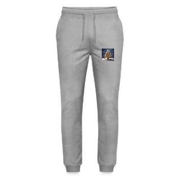 CHRISTMAS TREE WITH BUTTERFLIES - Stanley/Stella Mover Unisex Organic Jogging Trousers - heather grey - Front - Marisol (170cm) & Nik (191cm)