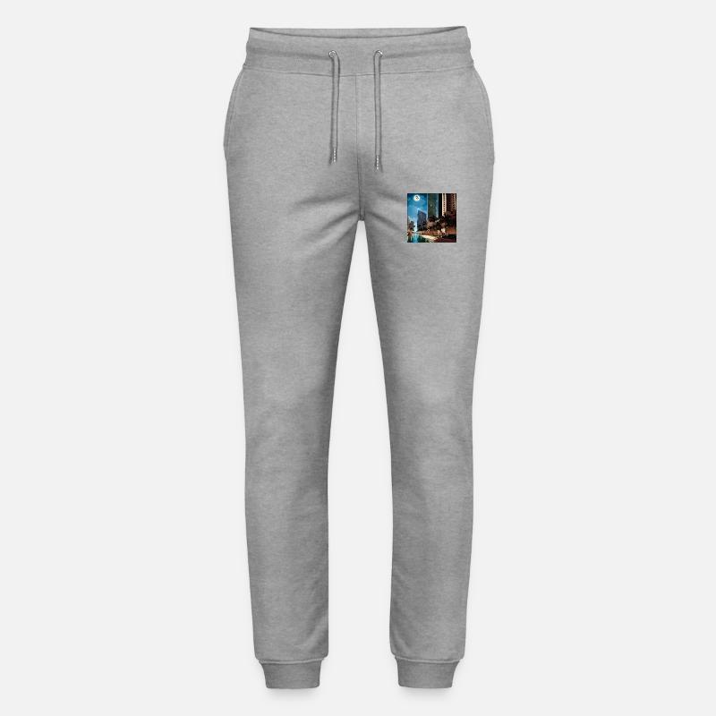 Palm trees in moonlight - Stanley/Stella Mover Unisex Organic Jogging Trousers - heather grey