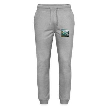 Bergpanorama mit See - Stanley/Stella Unisex Bio Jogginghose Mover  - Grau meliert - Vorne - Marisol (170cm) & Nik (191cm)