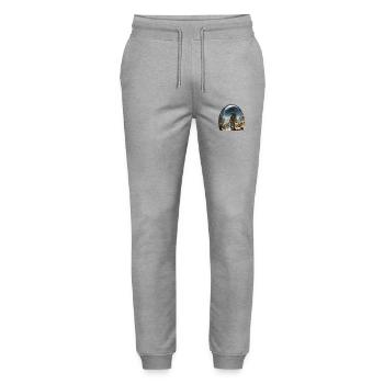Astronaut explores alien worlds - Stanley/Stella Mover Unisex Organic Jogging Trousers - heather grey - Front - Marisol (170cm) & Nik (191cm)