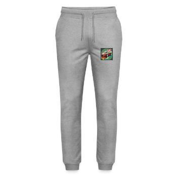Splash Race Car - Stanley/Stella Mover Unisex Organic Jogging Trousers - heather grey - Front - Marisol (170cm) & Nik (191cm)